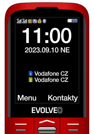 EVOLVEO EasyPhone XO, mobilný telefón pre seniorov s nabíjacím stojanom (červená farba) 