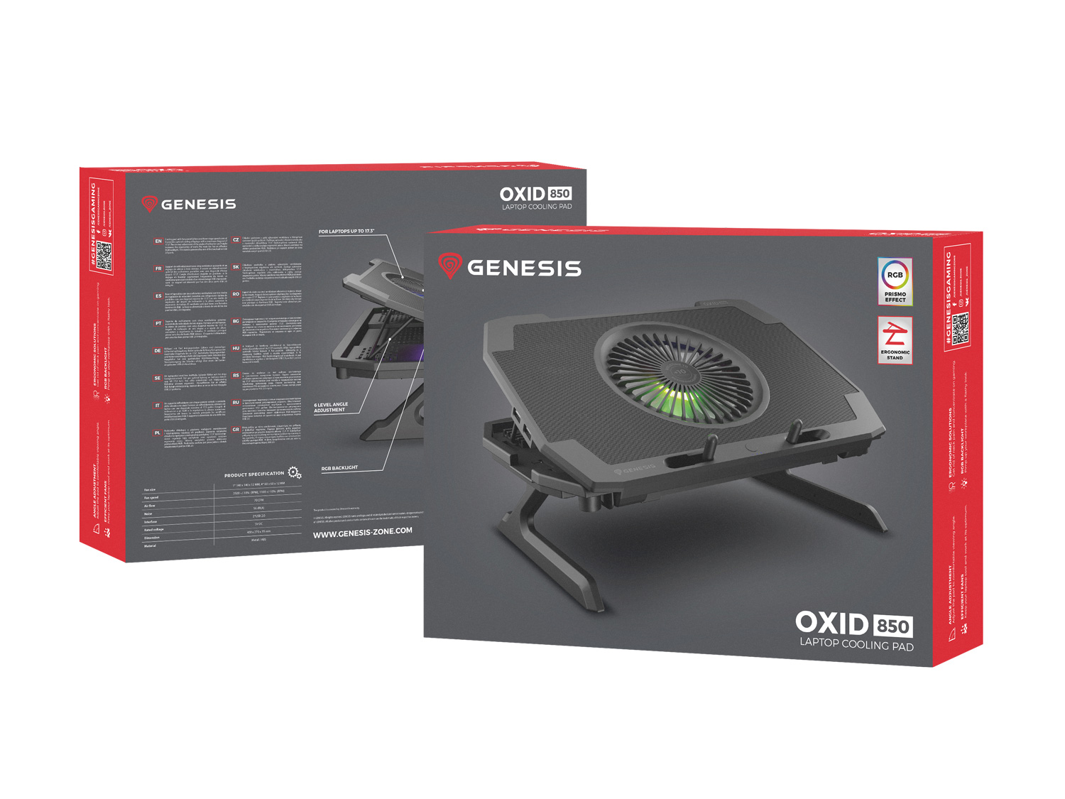 Chladiaca podložka pre NB Genesis OXID 260, LED, 15, 6-17, 3" 4xvetrák, 2xUSB 