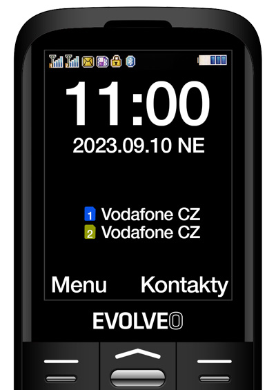 EVOLVEO EasyPhone XO, mobilný telefón pre seniorov s nabíjacím stojanom (čierna farba) 