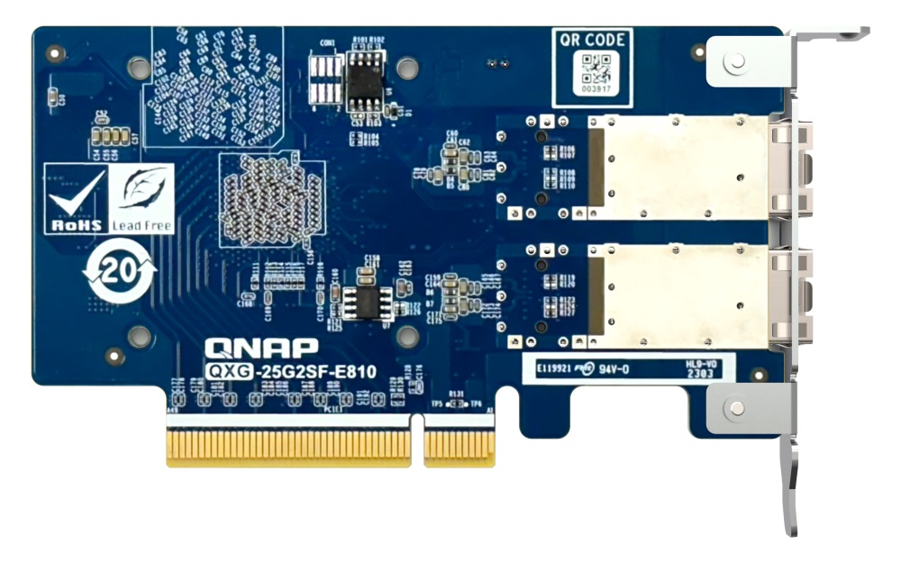 QNAP QXG-25G2SF-E810 - 2x 25GbE SFP28, PCIe Gen3 x8 