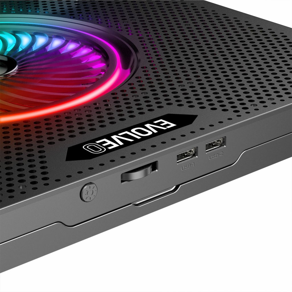 EVOLVEO Ania 16, chladiaca podložka pod notebook, 5x ventilátor, RGB podsvietenie 