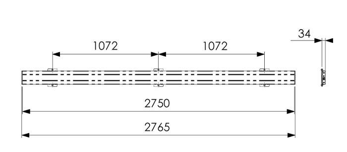 Vogel´s vodor. úchyt Connect-it PFB 3427 S, 2765 mm, strieborný 