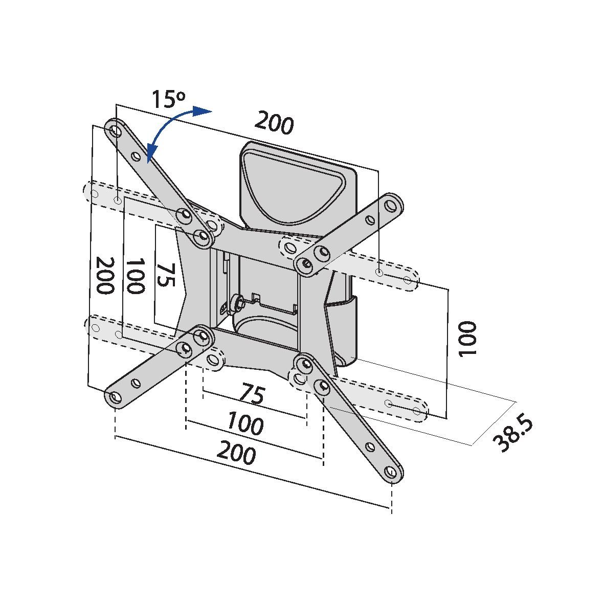 TB TV wall mount TB-152 až 42", 20kg max VESA 200x200 