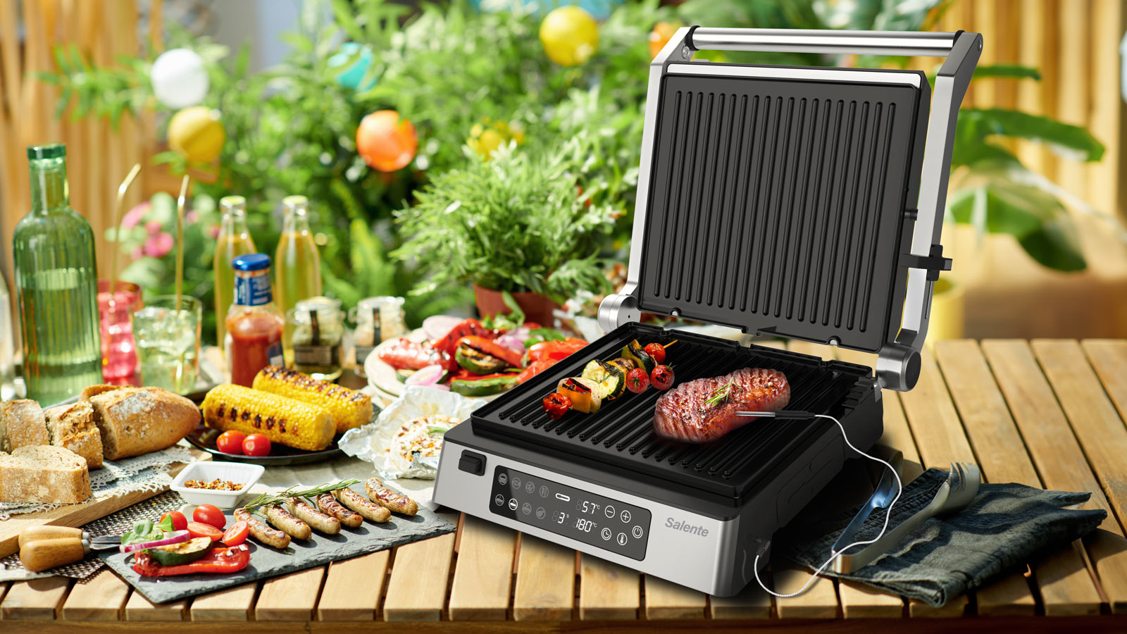 Salente FlamePro kontaktný gril s externou teplotnou sondou 