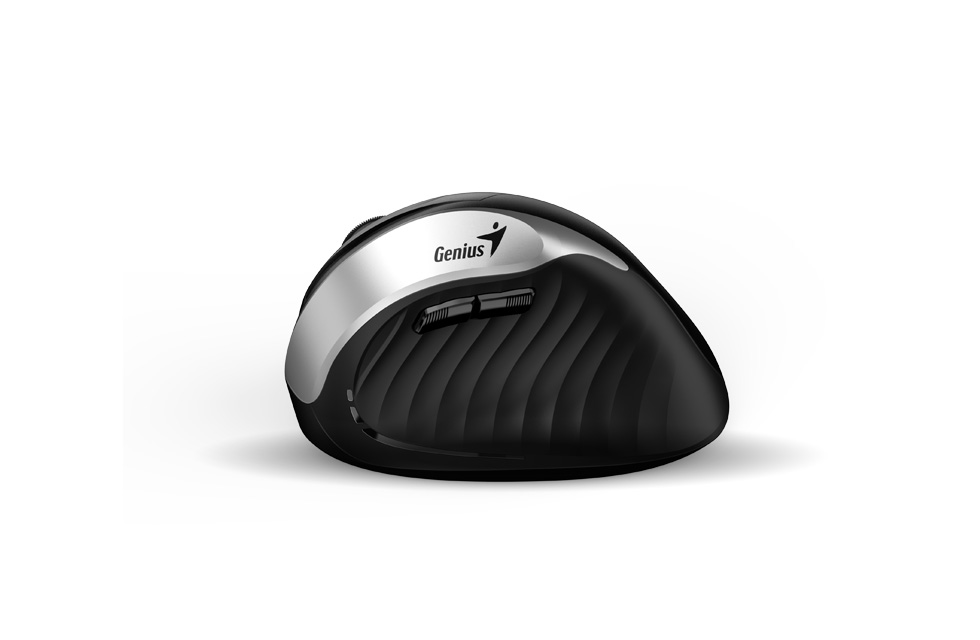 Genius Ergo 8250S/ Vertikálna/ Optická/ Pre pravákov/ 1 600 DPI/ Bezdrôtová USB/ Čierna-strieborná 