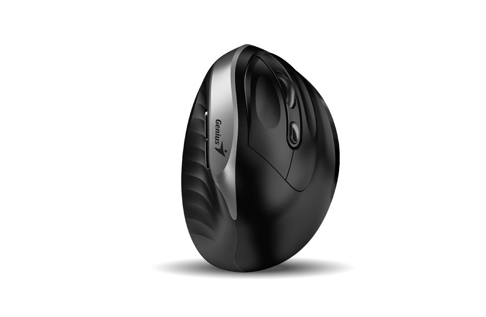 Genius Ergo 8250S/ Vertikálna/ Optická/ Pre pravákov/ 1 600 DPI/ Bezdrôtová USB/ Čierna-strieborná