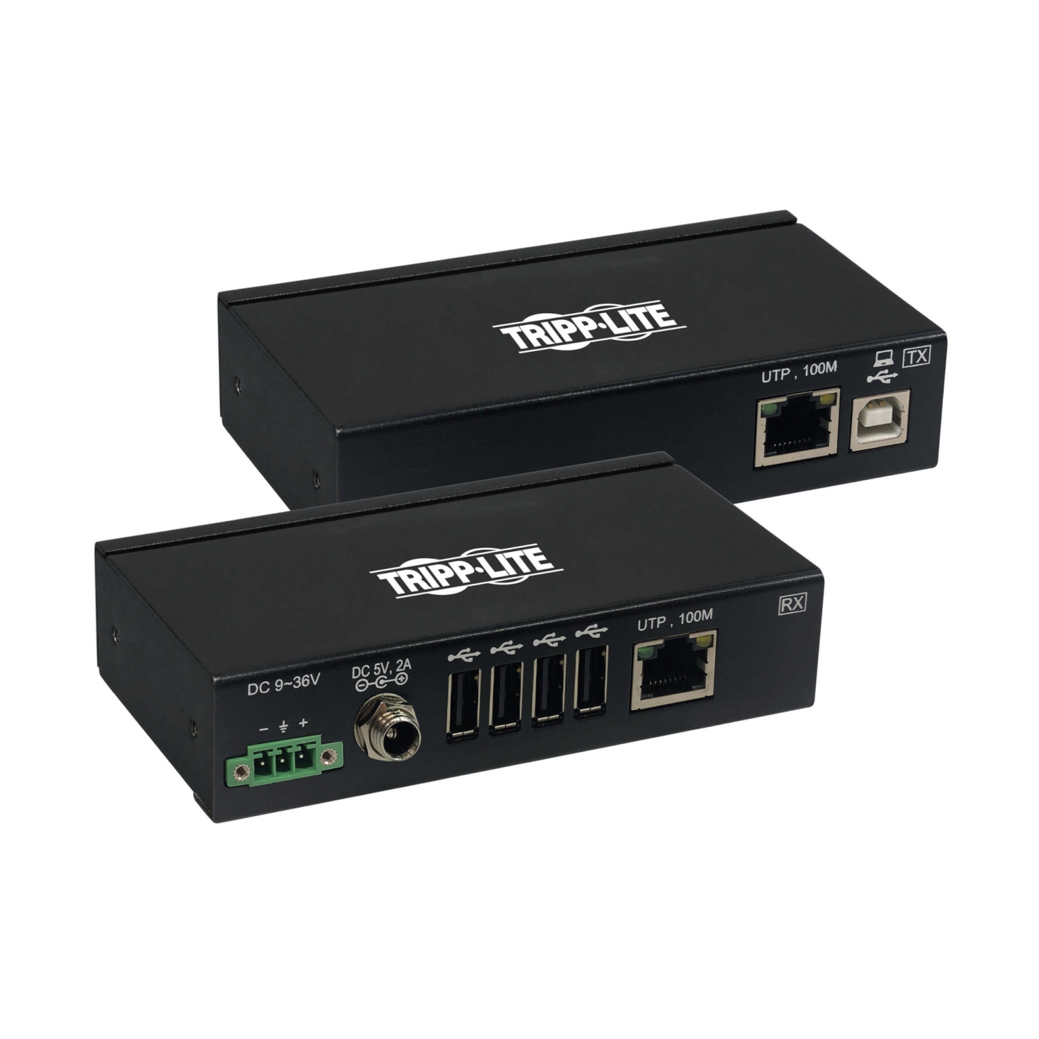 Tripplite Extender, 4-port USB 2.0 cez Cat6, ESD ochrana, PoC, priemyselný, možnosť montáže, 100mm