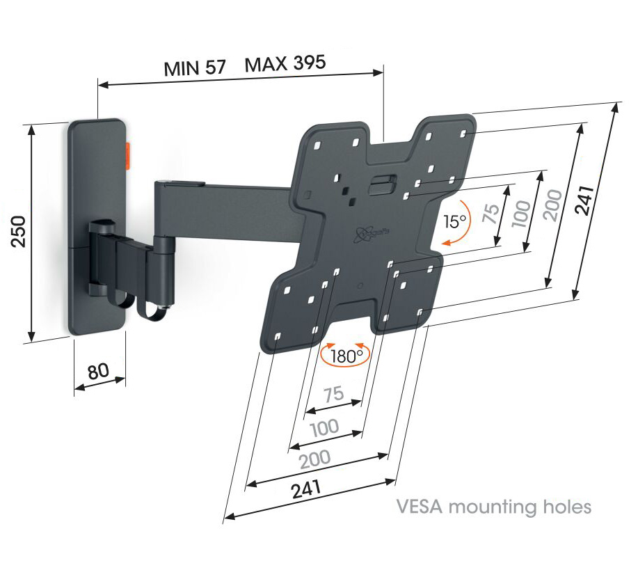 Vogel&quot;s TVM 1243, TV rameno s 3 kĺbmi pre obrazovky 19-43", 15 kg 