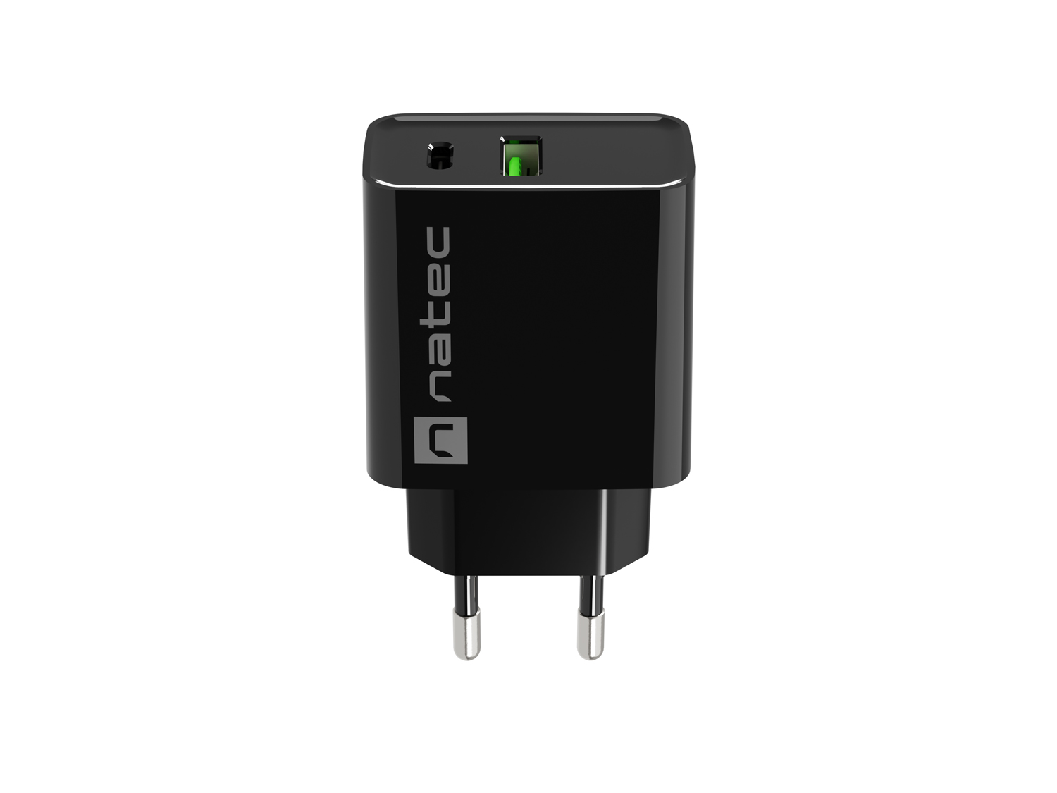 Univerzálna nabíjačka Natec RIBERA 20W 1X USB-A + 1X USB-C, čierna