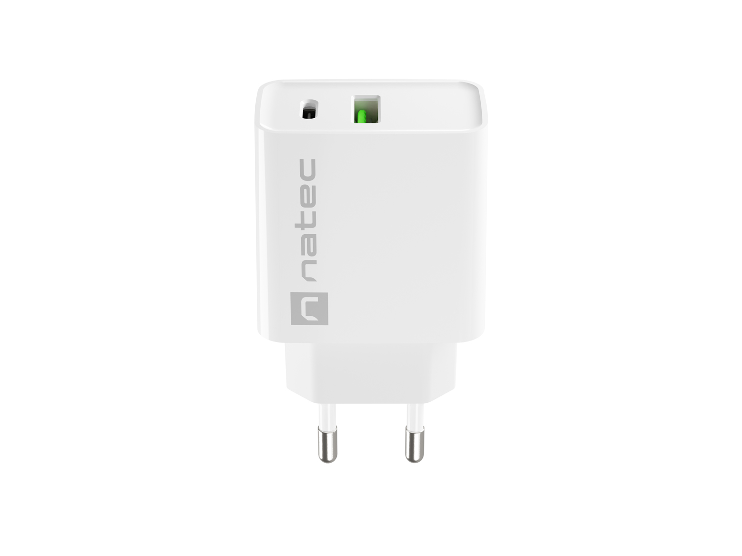 Univerzálna nabíjačka Natec RIBERA 20W 1X USB-A + 1X USB-C, biela