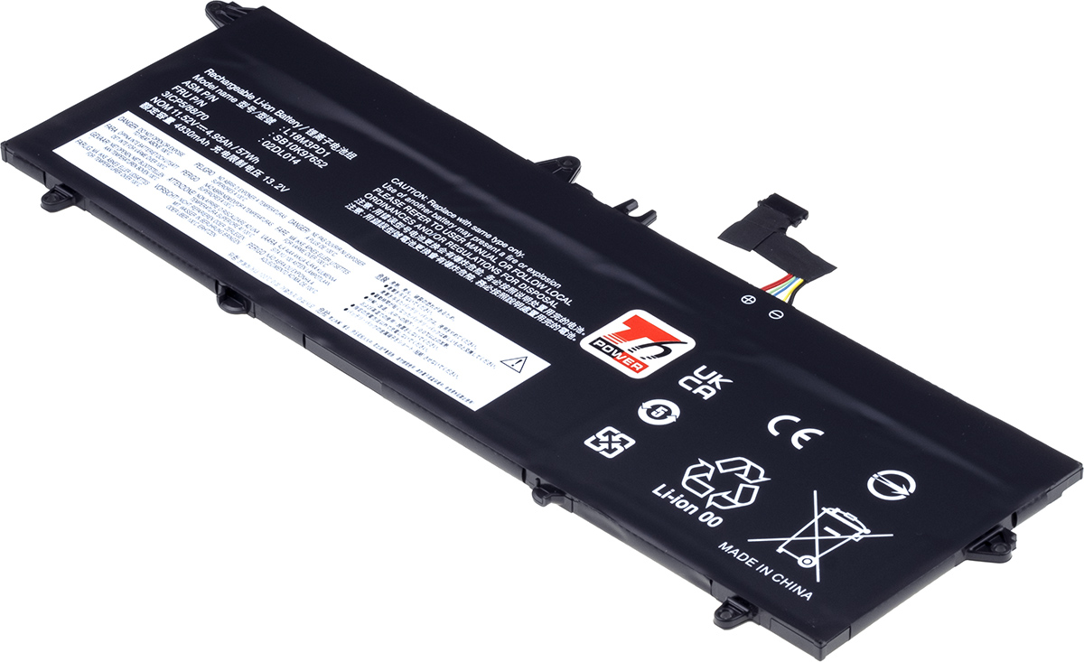 Batéria T6 Power pre Lenovo ThinkPad T490s, T495s, T14s Gen 1, 4950mAh, 57Wh, 3cell, Li-Pol