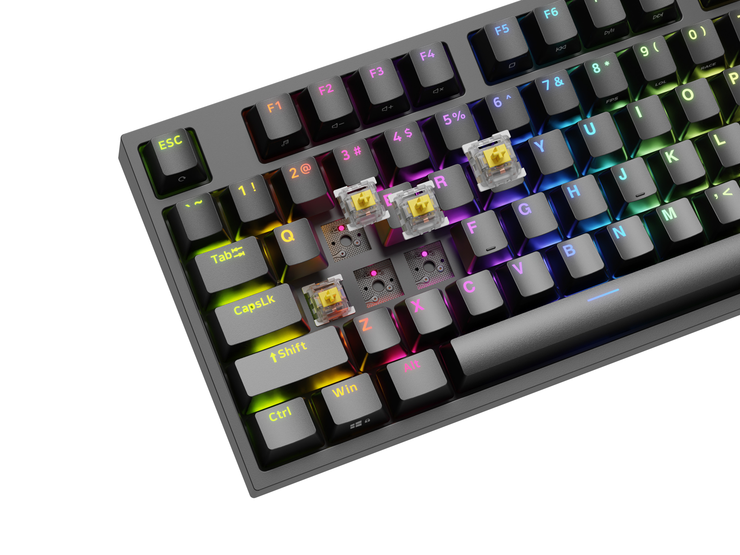 Genesis herná mechanická klávesnica THOR 404/ RGB/ Gateron Yellow Pro/ Drôtová USB/ US layout/ Čierna 