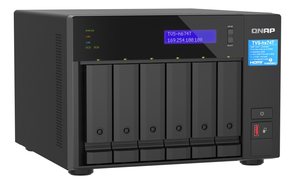 QNAP TVS-h674T-i5-32G (6core, ZFS, 32GB RAM, 6x SATA, 2x M.2 NVMe, 2x 2, 5GbE, 2x Thunderbolt 4) 