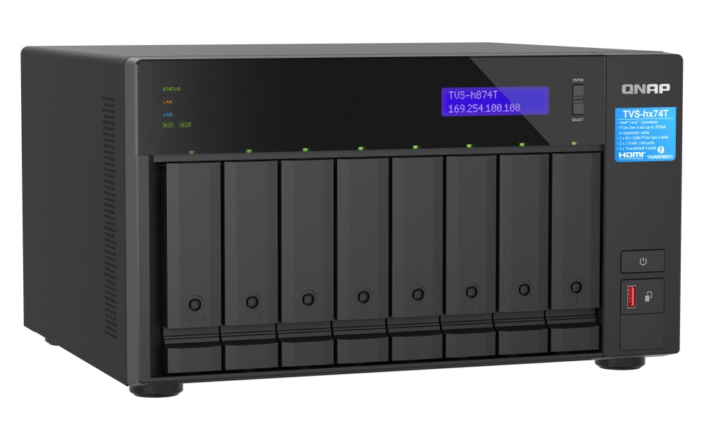 QNAP TVS-h874T-i7-32G (12core, ZFS, 32GB RAM, 8x SATA, 2x M.2 NVMe, 2x 2, 5GbE, 2x Thunderbolt 4) 