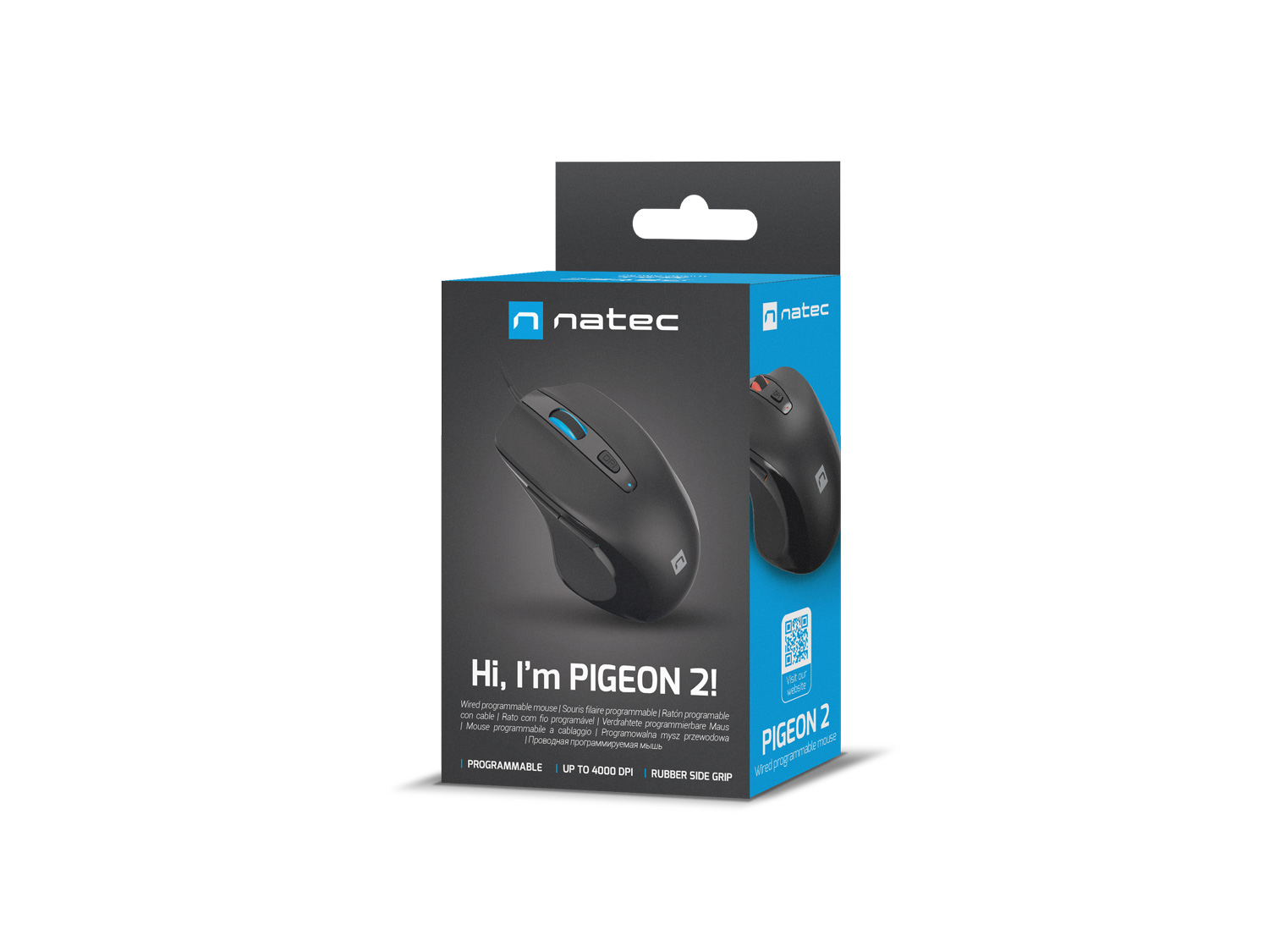 Natec optická myš PIGEON 2/ 4 000 DPI/ Kancelárska/ Optická/ 4 000 DPI/ Drôtová USB/ Čierna 
