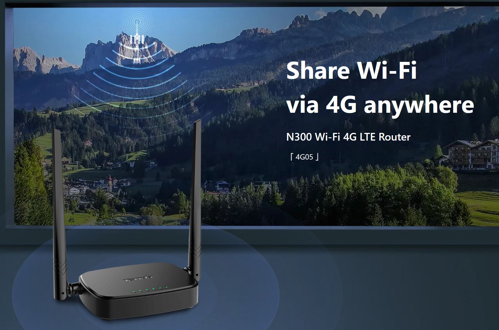 Tenda 4G05 Wi-Fi N300 4G/ 3G LTE router, 2x WAN/ LAN, 1x nanoSIM, IPv6, VPN, LTE Cat.4, CZ App 