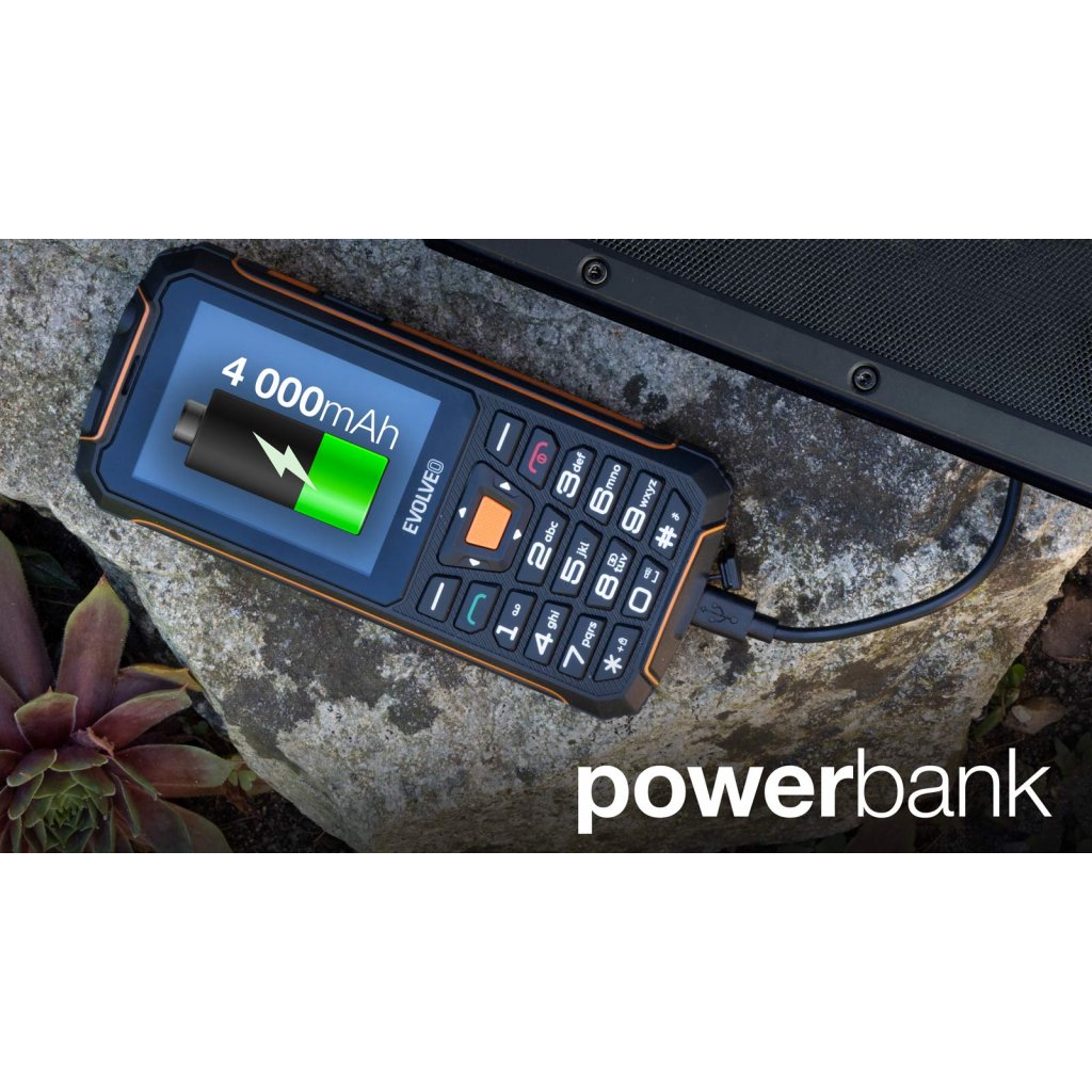 EVOLVEO StrongPhone Z6, vodotesný odolný Dual SIM telefón, čierno-oranžová 