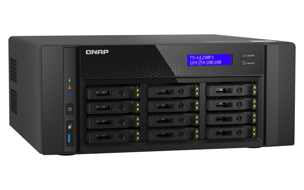 QNAP TS-h1290FX-7302P-256G (AMD EPYC, 256GB ECC RAM, 12x 2, 5" U.2, 2x M.2 NVMe, 2x 2, 5GbE, 2x 25GbE) 