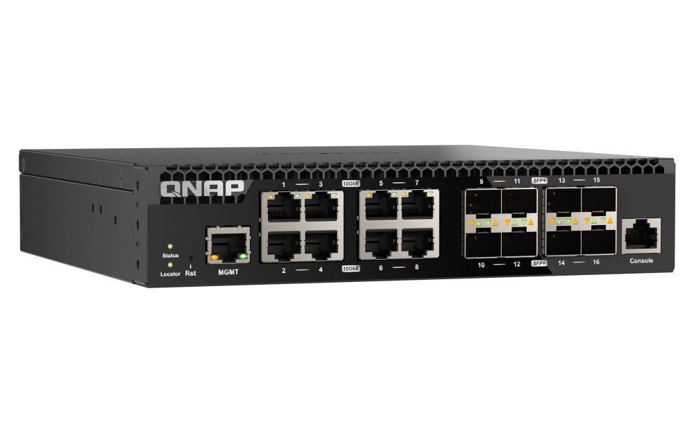 QNAP řízený switch QSW-M3216R-8S8T (8x 10GbE porty + 8x 10G SFP+ porty, poloviční šířka) 