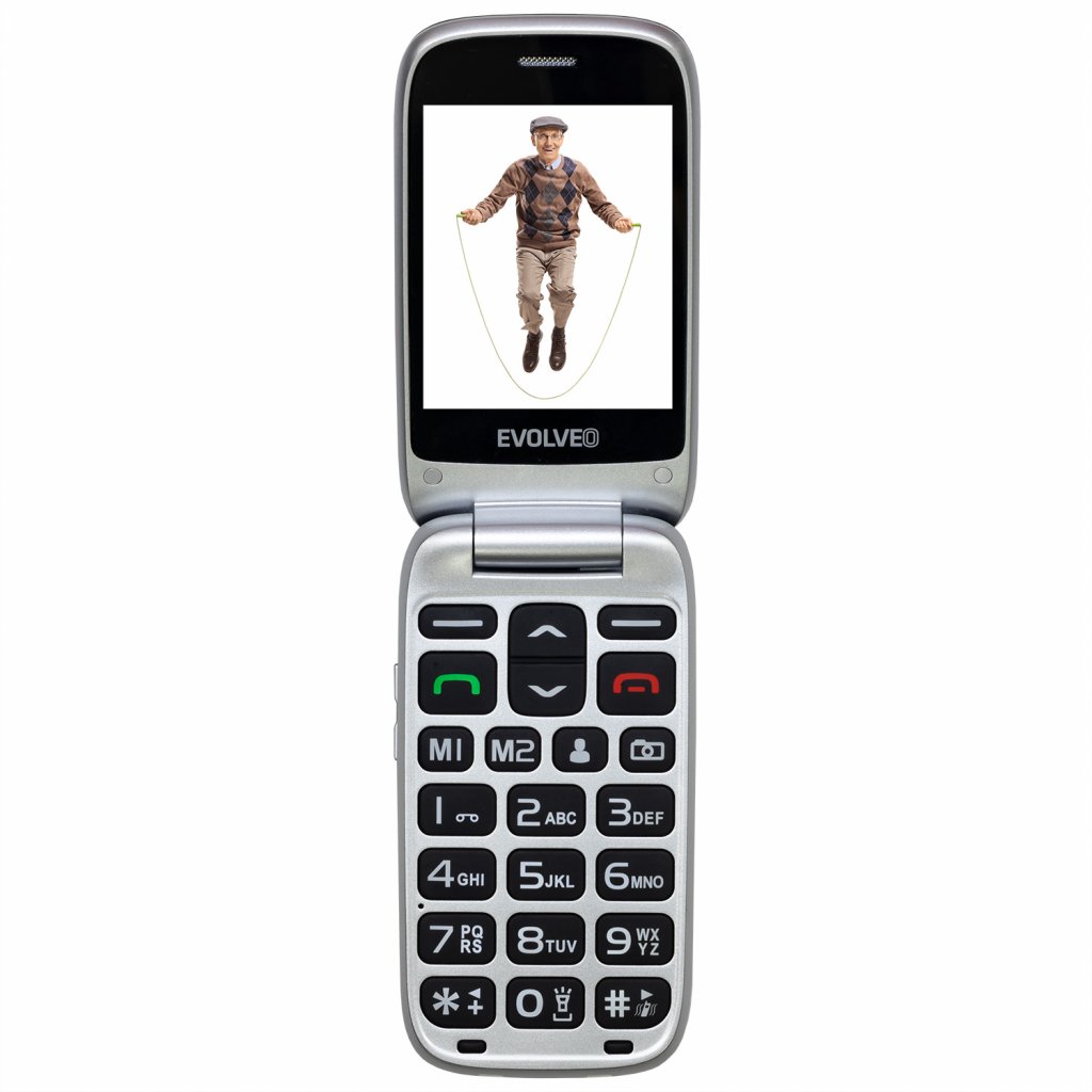 EVOLVEO EasyPhone FS, vyklápací mobilný telefón 2.8" pre seniorov s nabíjacím stojanom (červená farba 