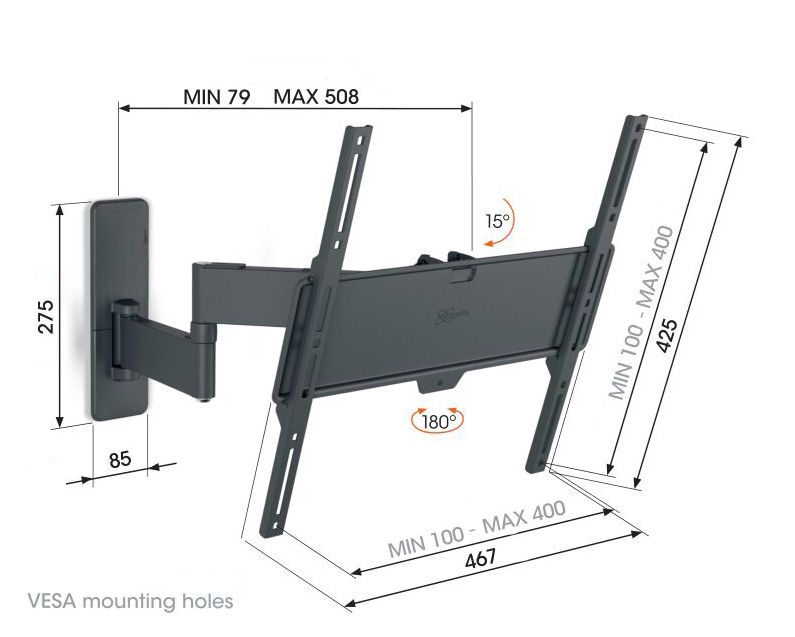 Vogel&quot;s TVM1443, TV rameno s 3 kĺbmi pre displeje 32-65", 25 kg 