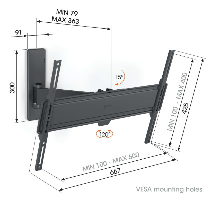 Vogel&quot;s TVM 1623, TV rameno pre obrazovky 40-77", 35 kg 