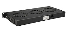 19" 1U 3 ventilátory s bimetalovým termostatom RAL čierna do 19" líšt VJ19-3-T-B 