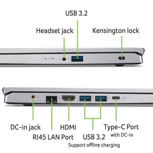 Acer Aspire 3/ 15 (A315-44P)/ R7-5700U/ 15, 6"/ FHD/ 16GB/ 512GB SSD/ RX Vega 8/ W11H/ Silver/ 2R 
