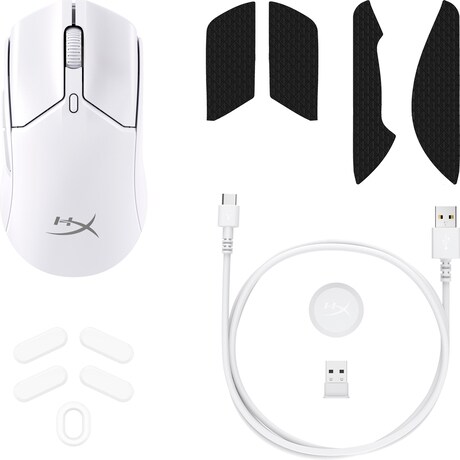 HP HyperX Pulsefire Haste 2 Mini/ Herná/ Optická/ Pre pravákov/ 26 000 DPI/ Drôtová+bezdrôtová/ Biela 