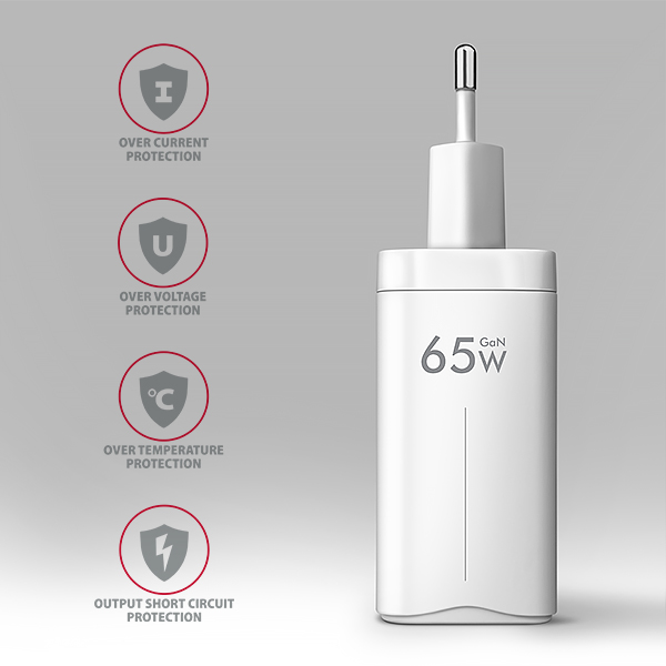 AXAGON ACU-DPQ65W, GaN nabíjačka do siete 65W, 3x port (USB-A + dual USB-C), PD3.0/ QC4+/ PPS/ Apple 