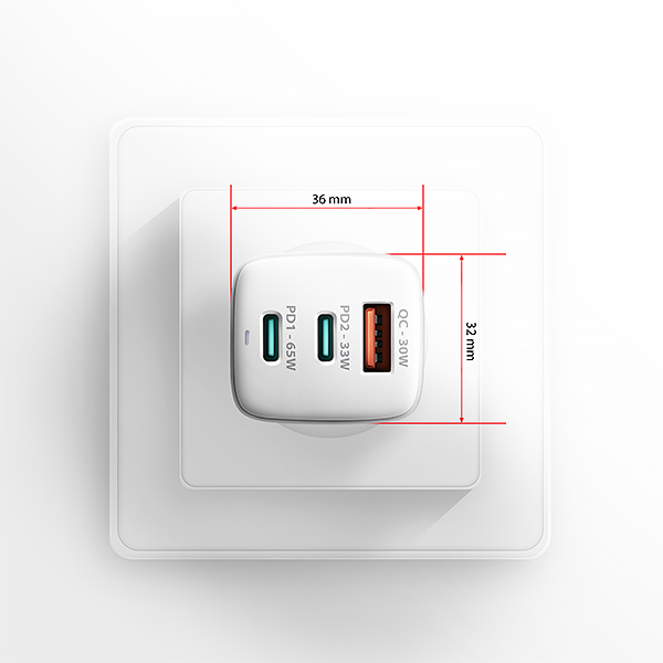 AXAGON ACU-DPQ65W, GaN nabíjačka do siete 65W, 3x port (USB-A + dual USB-C), PD3.0/ QC4+/ PPS/ Apple 