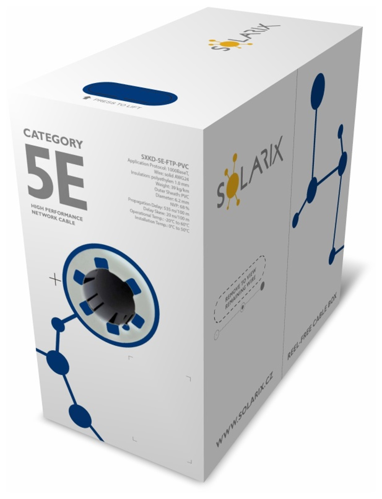 Instalační kabel Solarix CAT5E FTP PVC Eca 305m/ box SXKD-5E-FTP-PVC 