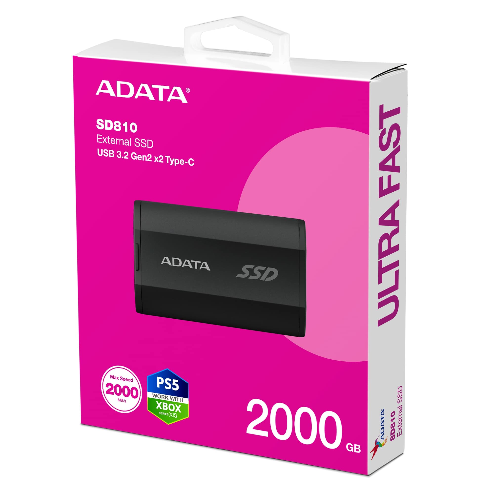 ADATA SD810/ 2TB/ SSD/ Externí/ Černá/ 5R 