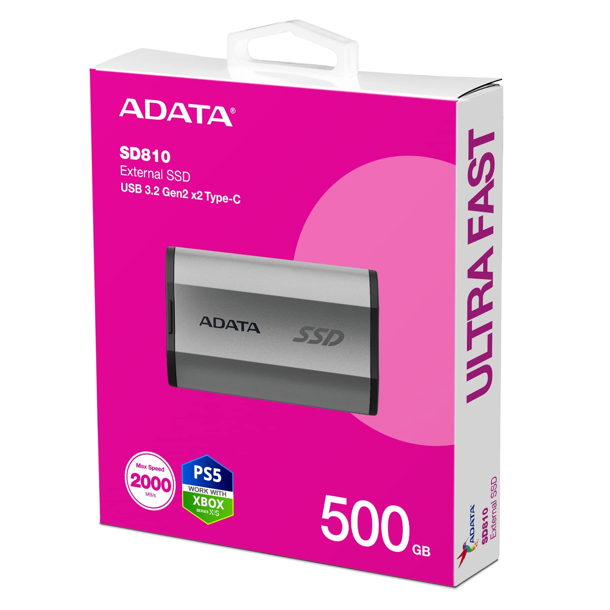 ADATA SD810/ 500GB/ SSD/ Externá/ Strieborná/ 5R 