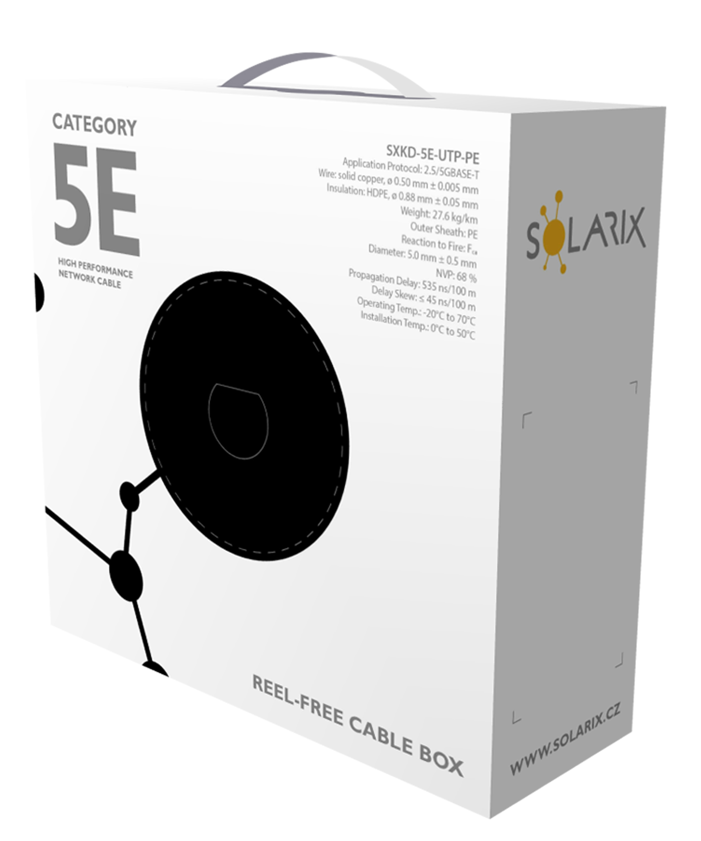 Instalační kabel Solarix CAT5E UTP PE Fca venkovní 100m/ box SXKD-5E-UTP-PE 