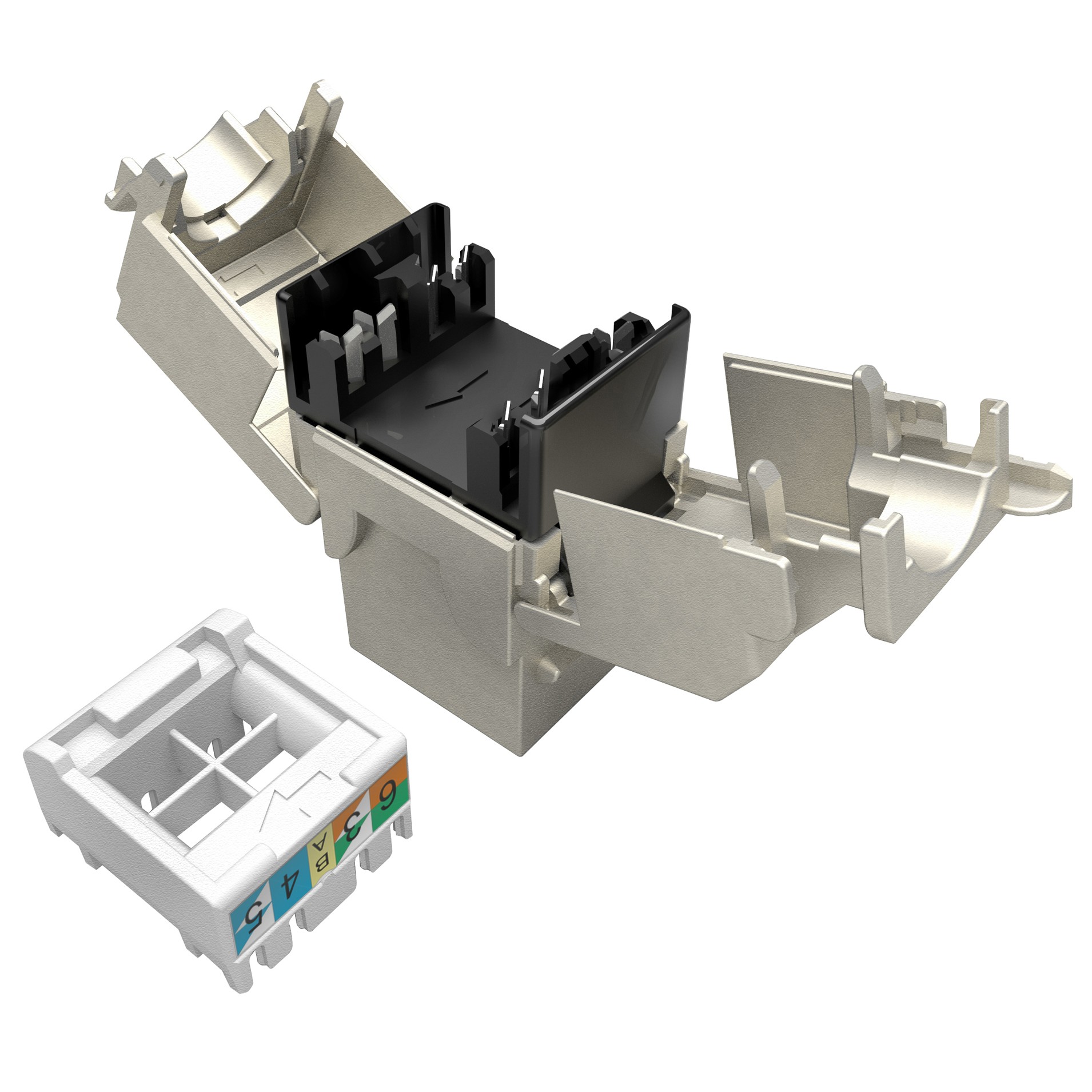 Samorezný keystone Solarix CAT6A STP RJ45 SXKJ-10G-STP-BK-SA Component Level a 4PPoE certifikácia 