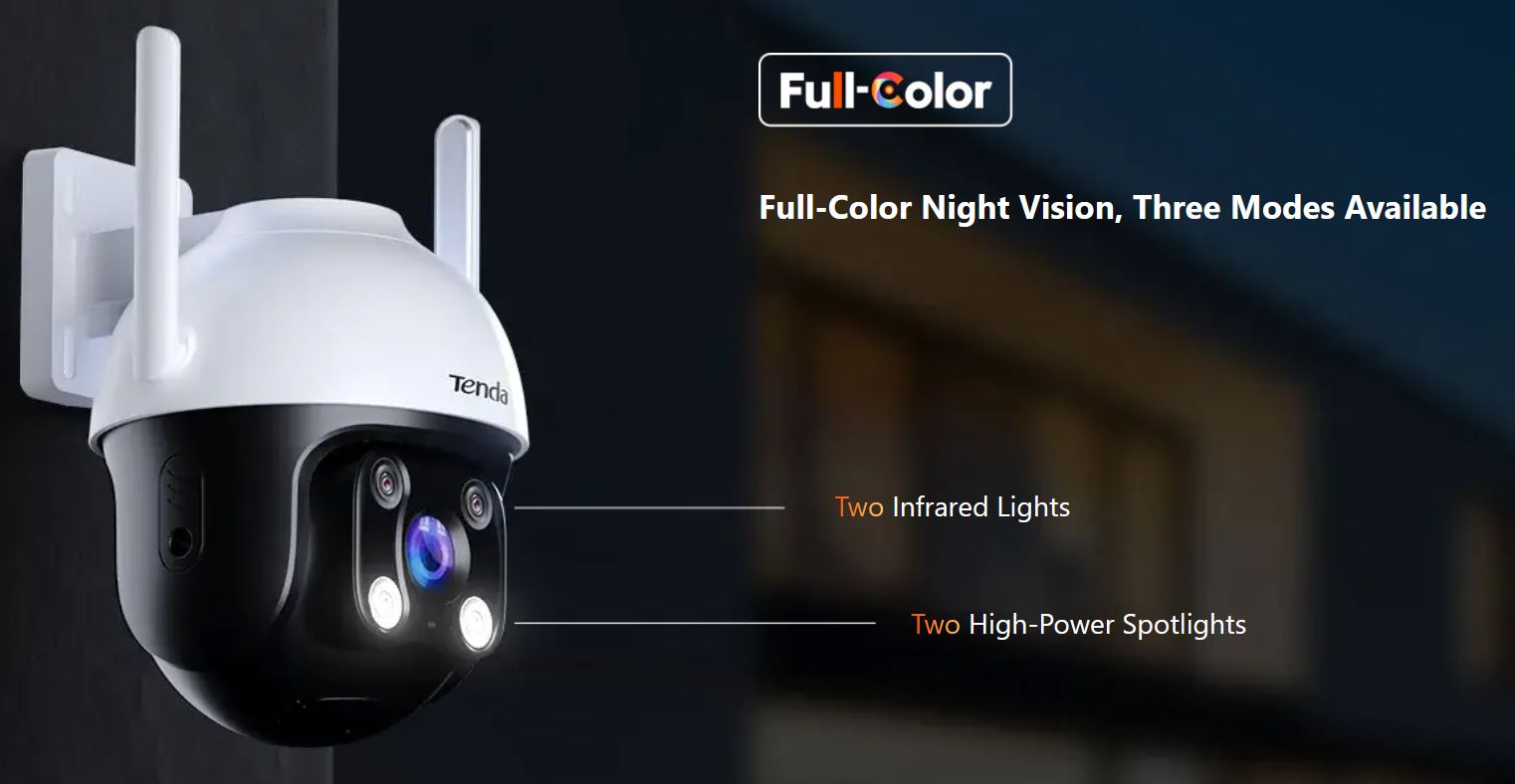 Tenda CH3-WCA - Vonkajšia otočná IP65 Wi-Fi FullHD kamera, nočná LED, audio, detekcia pohybu, CZ app 