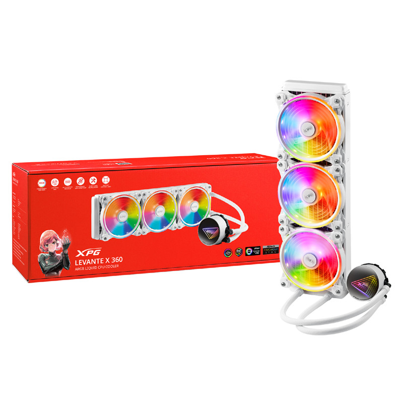 XPG Levante X 360 vodné chladenie CPU, RGB, biela 