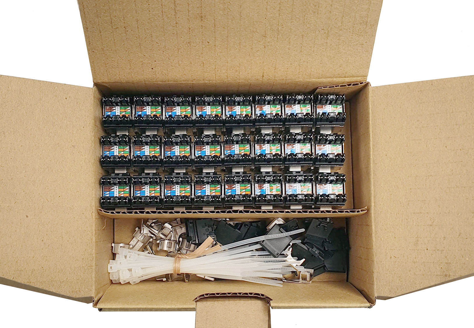 MULTIPACK 24 ks - rýchlozarezávací keystone Solarix CAT6A STP SXKJ-10G-STP-BK-NA Comp. Level a 4PPoE 