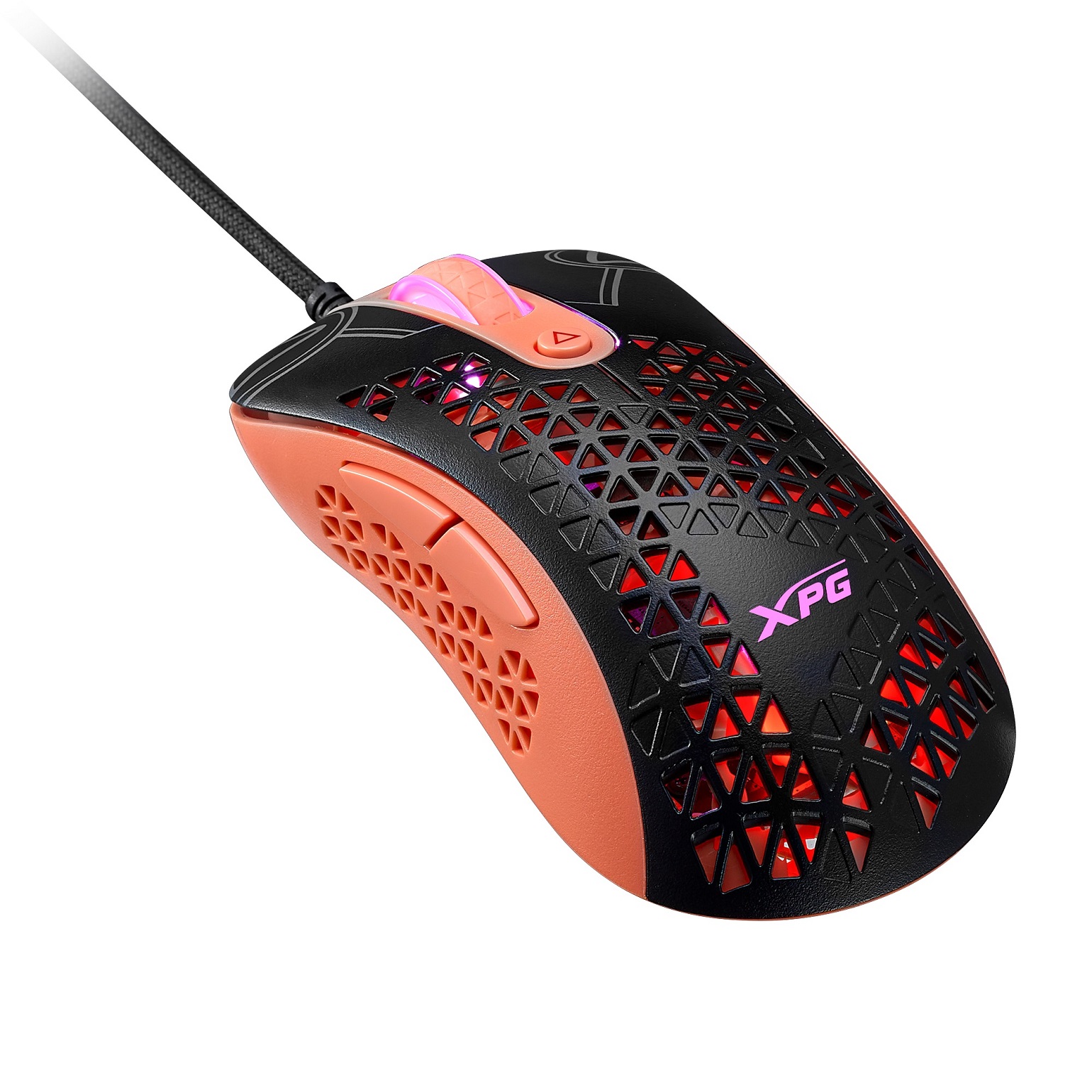 Adata XPG Slingshot Mera Edition/ Herná/ Optická/ Pre pravákov/ 12 000DPI/ Drôtová USB/ Čierna-oranžová 