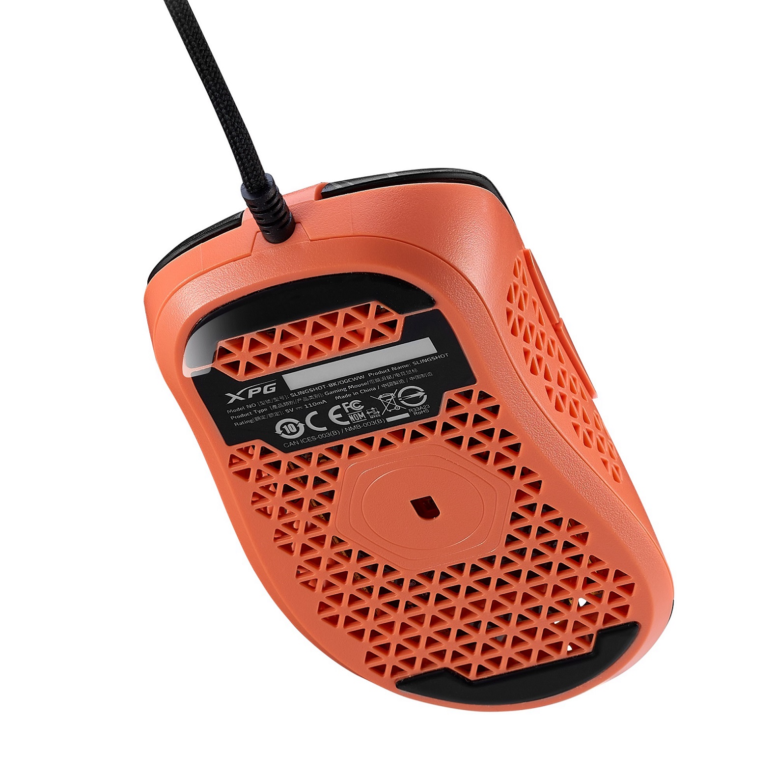 Adata XPG Slingshot Mera Edition/ Herná/ Optická/ Pre pravákov/ 12 000 DPI/ Drôtová USB/ Čierna-oranžová 