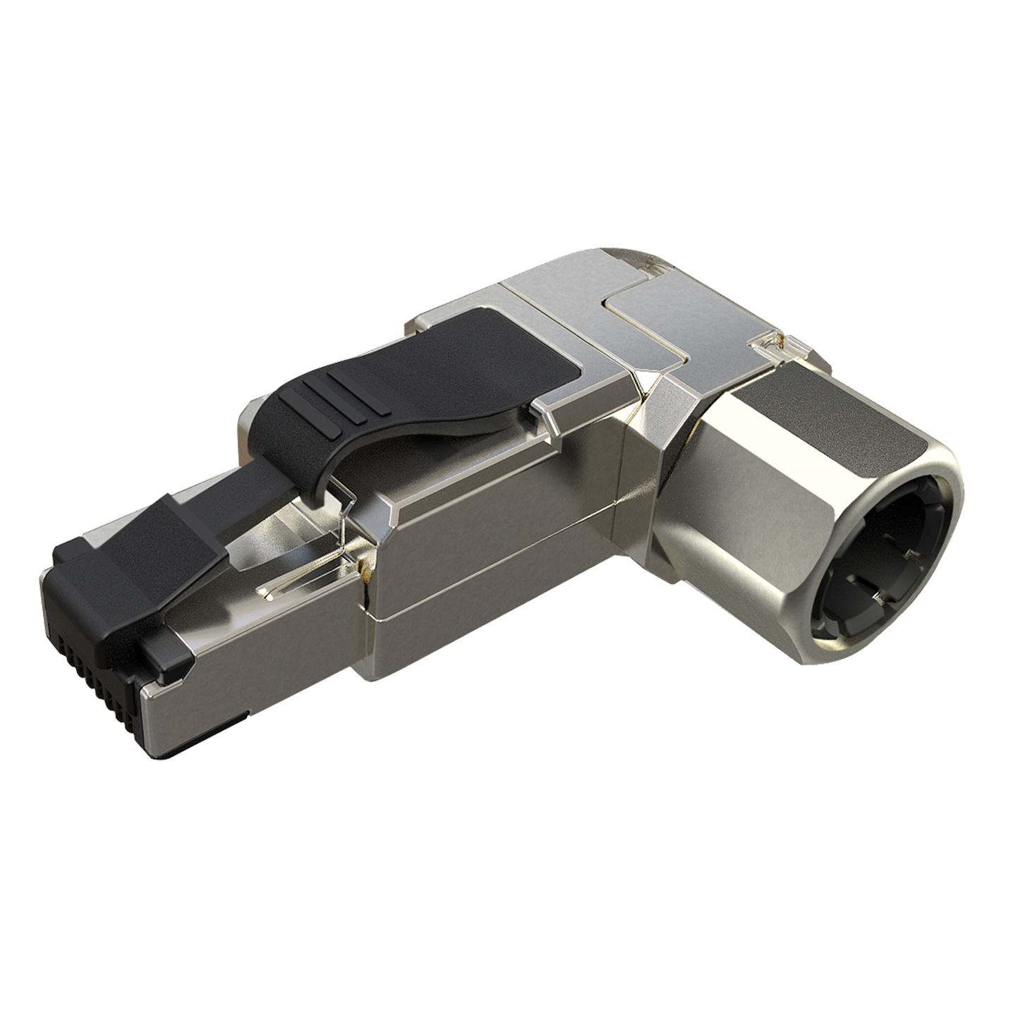 Konektor MPTL 90° RJ45 CAT5E STP samorezný SXRJ45-5E-STP-BK-SA-U 