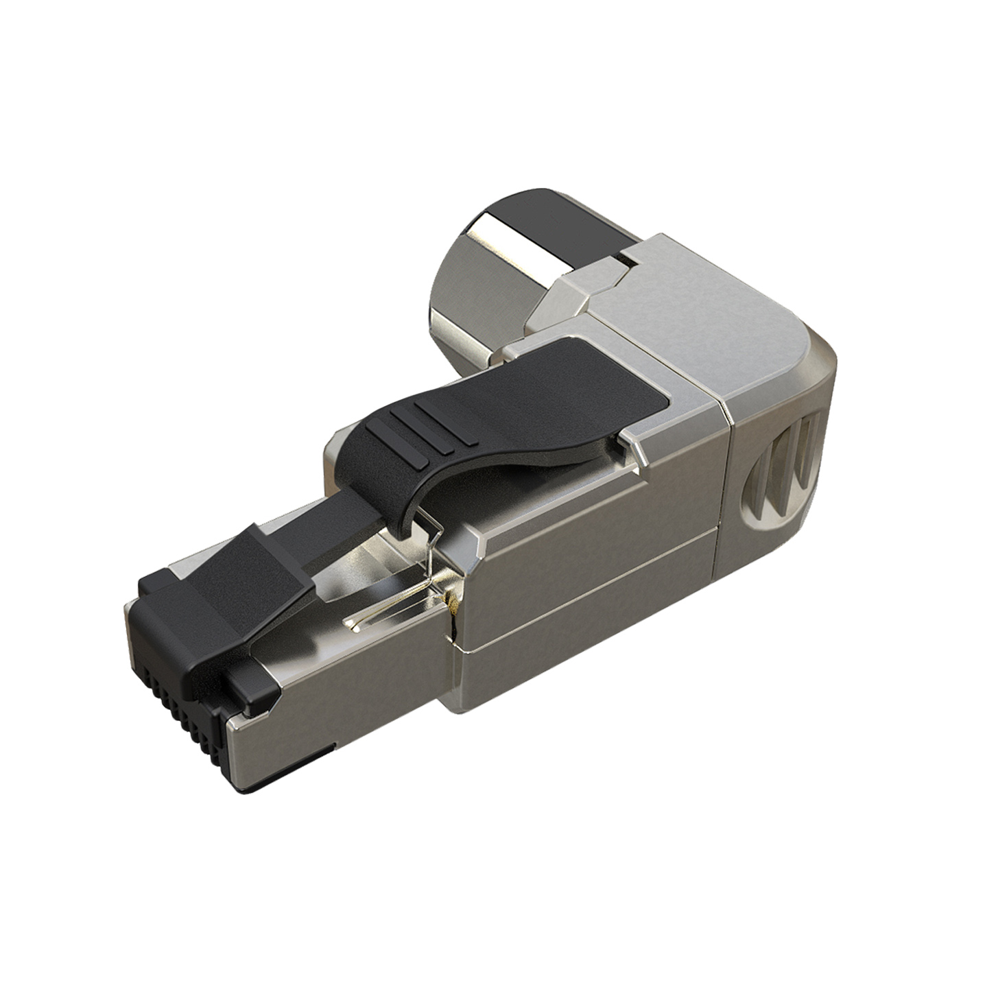 Konektor MPTL 90° RJ45 CAT5E STP samorezný SXRJ45-5E-STP-BK-SA-U 