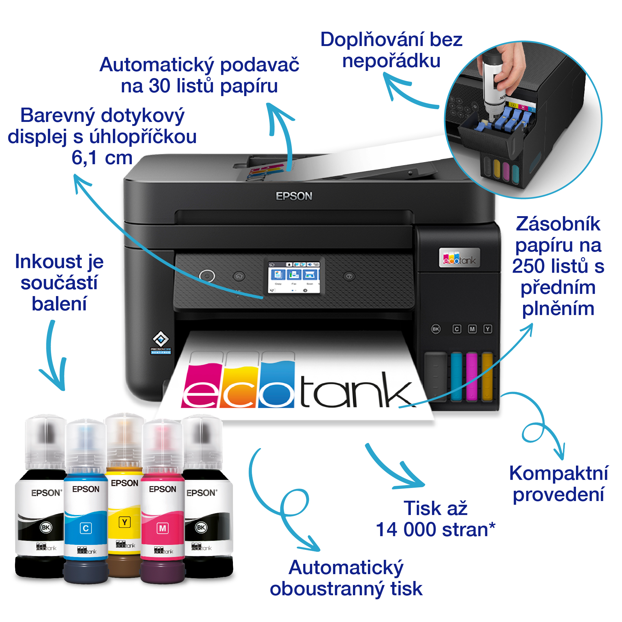Epson EcoTank/ L6290/ MF/ Ink/ A4/ LAN/ WiFi/ USB 