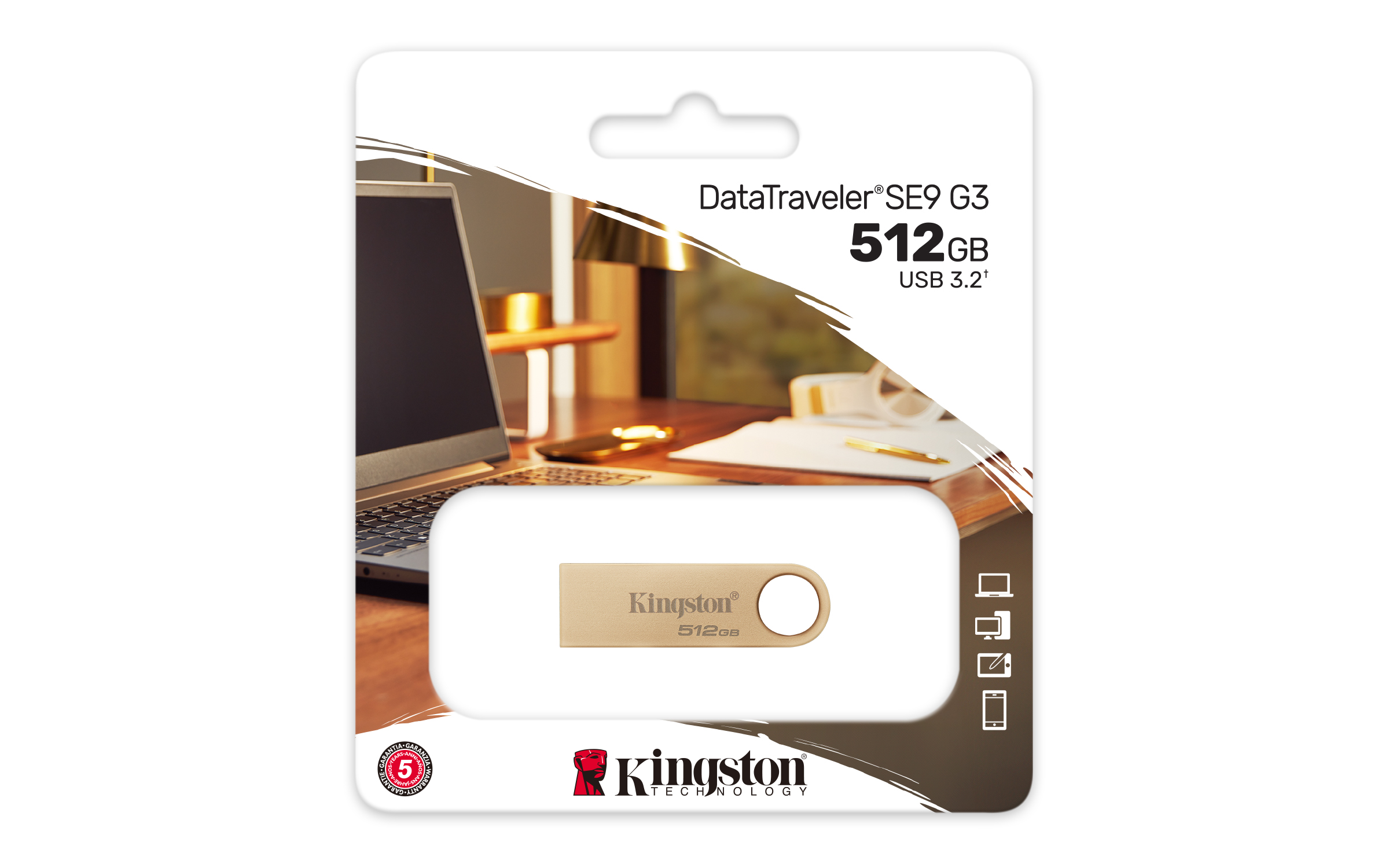 DataTraveler SE9 G3/ 512GB/ USB 3.2/ USB-A/ Zlatá 