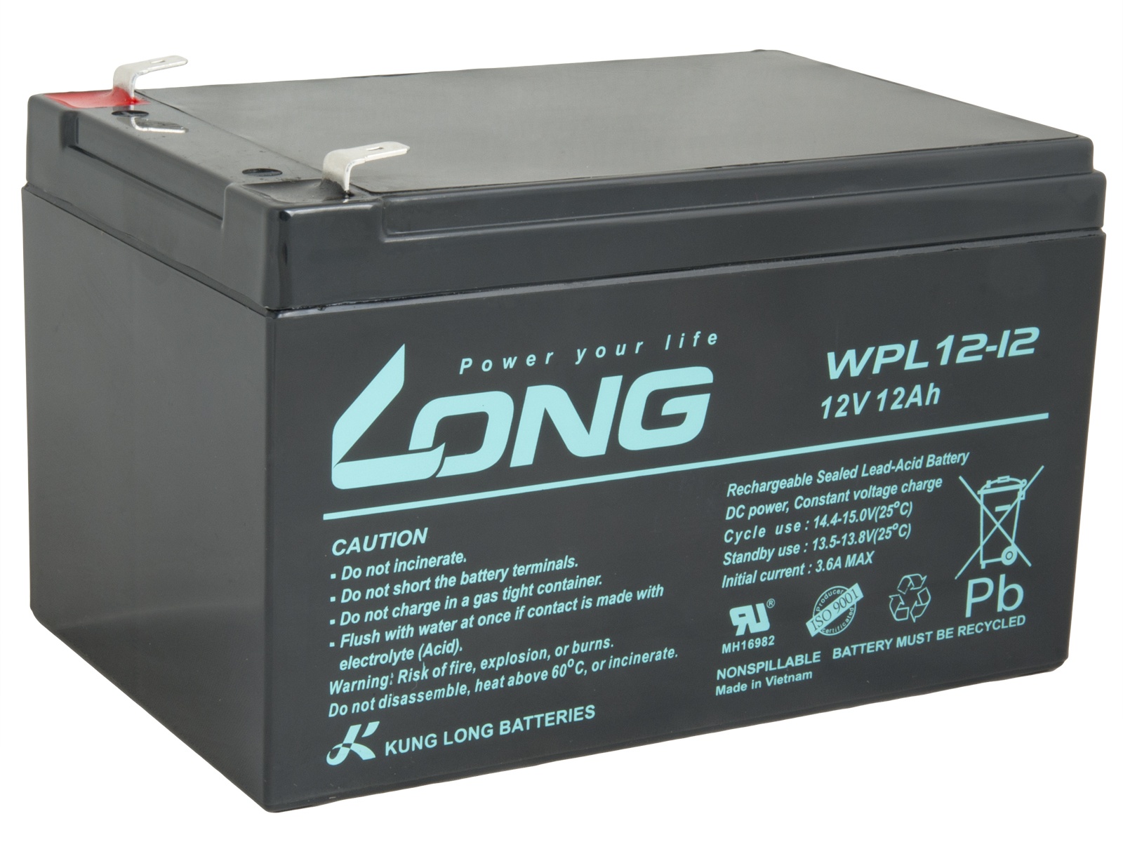 LONG baterie 12V 12Ah F2 LongLife 9 let (WPL12-12)