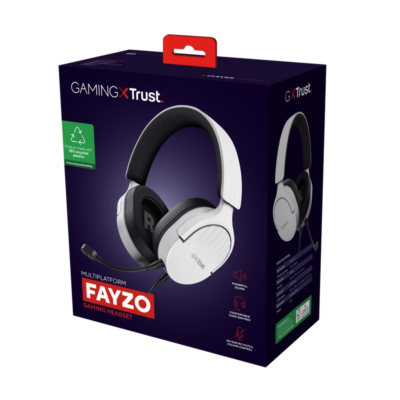 Trust Gaming GXT 489W Fayzo/ Stereo/ Jack/ Drôt/ Biela 