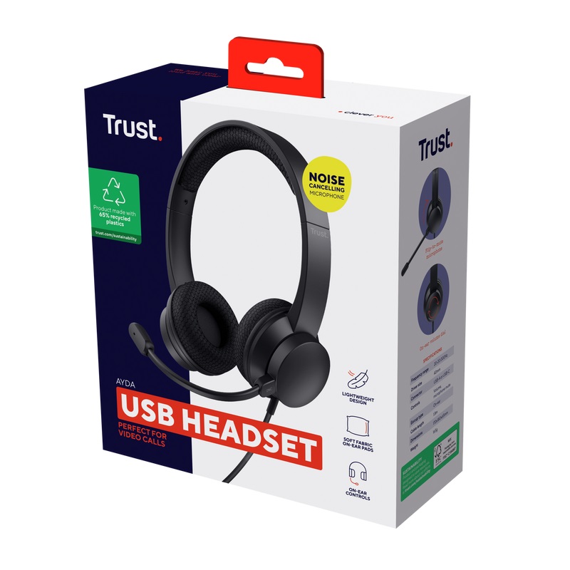 Trust Ayda/ Stereo/ USB/ Drôt/ Čierna 