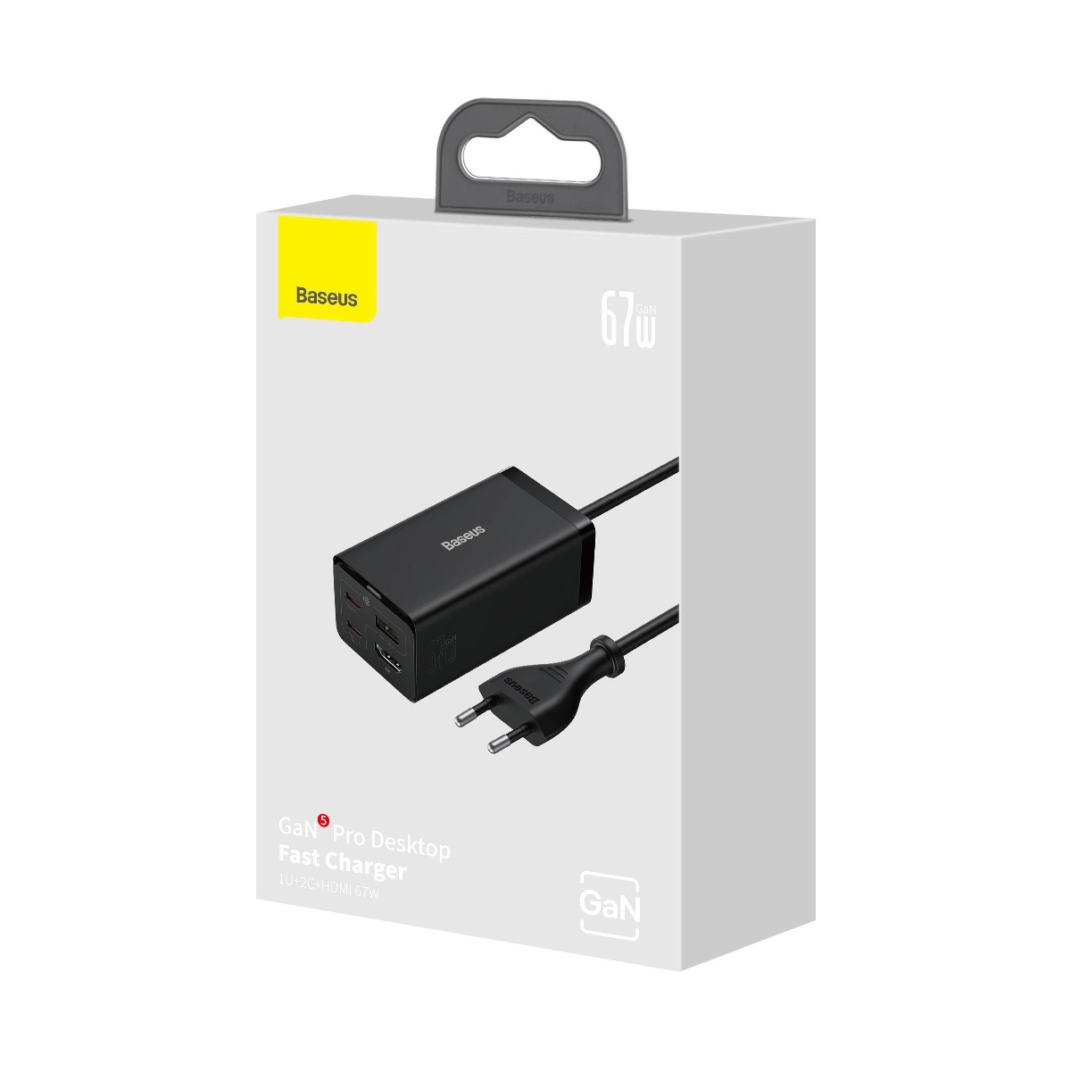Baseus Nabíjačka do siete GaN5 Pro 2x USB-C/ USB-A/ HDMI 67W kábel 1.5m/ USB-C kábel 1m čierna 