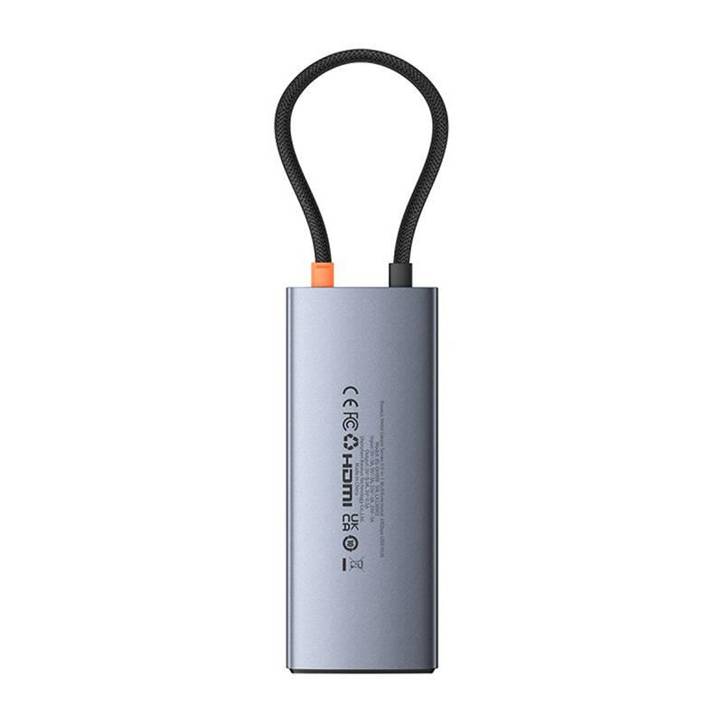 Baseus hub Series 2 USB 6v1 (USB-C/ HDMI4K60Hz/ USB-C(10Gbps)/ USB-A(10Gbps)/ RJ45/ USB-C(PD) sivý 